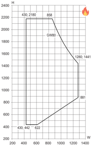 Min/maks-mål, sidehengslet vindu godkjent til EI30 brannsikring